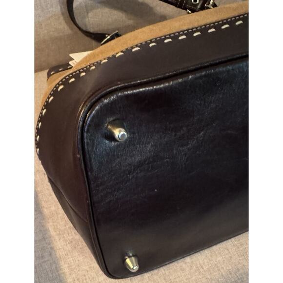 Vintage Coach Hamptons Satchel Tan Suede And Brown Leather NWT - Picture 16 of 16